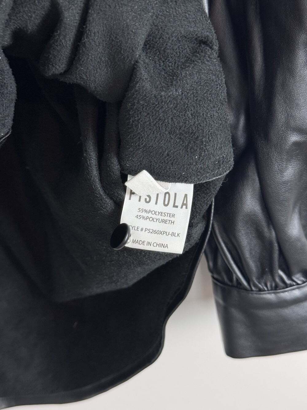 Pistola Women’s Black Faux Leather Puff Sleeve Collared Button Up Shirt XS - Picture 6 of 8